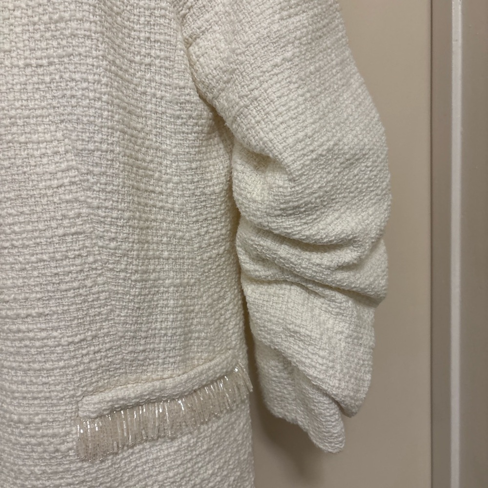 Cinq à Sept White Textured Blazer with Fringe - Picture 5 of 5